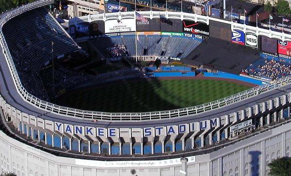 An aerial view of old Yankee Stadium in Bronx, New York.