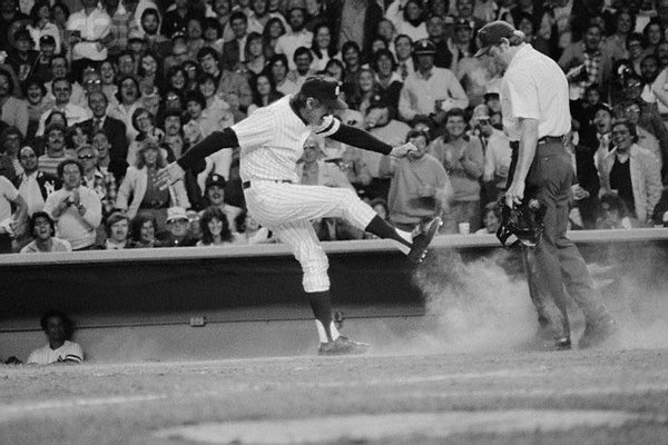 Photo of former New York Yankees manager Billy Martin letting an umpire have it. 
