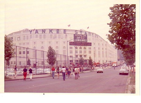 Exterior photo of Old Yankee Stadium in Bronx, New York.