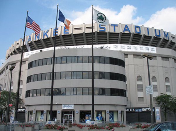 An exterior view of old Yankee Stadium from outside Gate 4. 