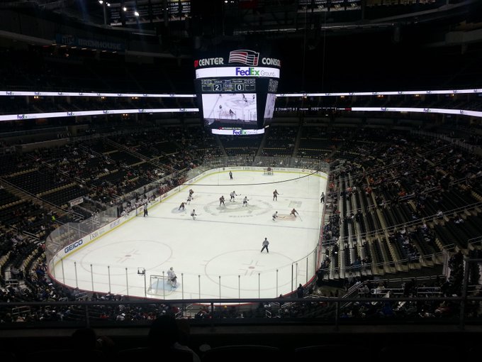 View from the club suites at PPG Paints Arena during a Pittsburgh Penguins game.