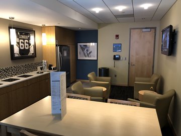 Interior photo of an executive suite at PPG Paints Arena in Pittsburgh, Pennsylvania.
