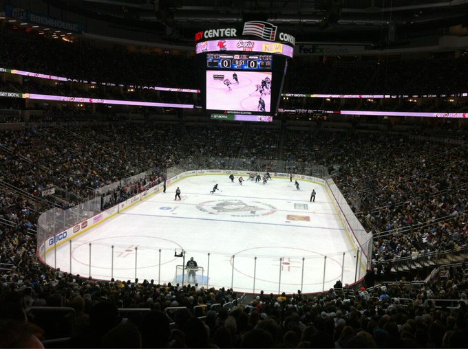 View from the Lexus Loge Box seats at PPG Paints Arena during a Pittsburgh Penguins game.