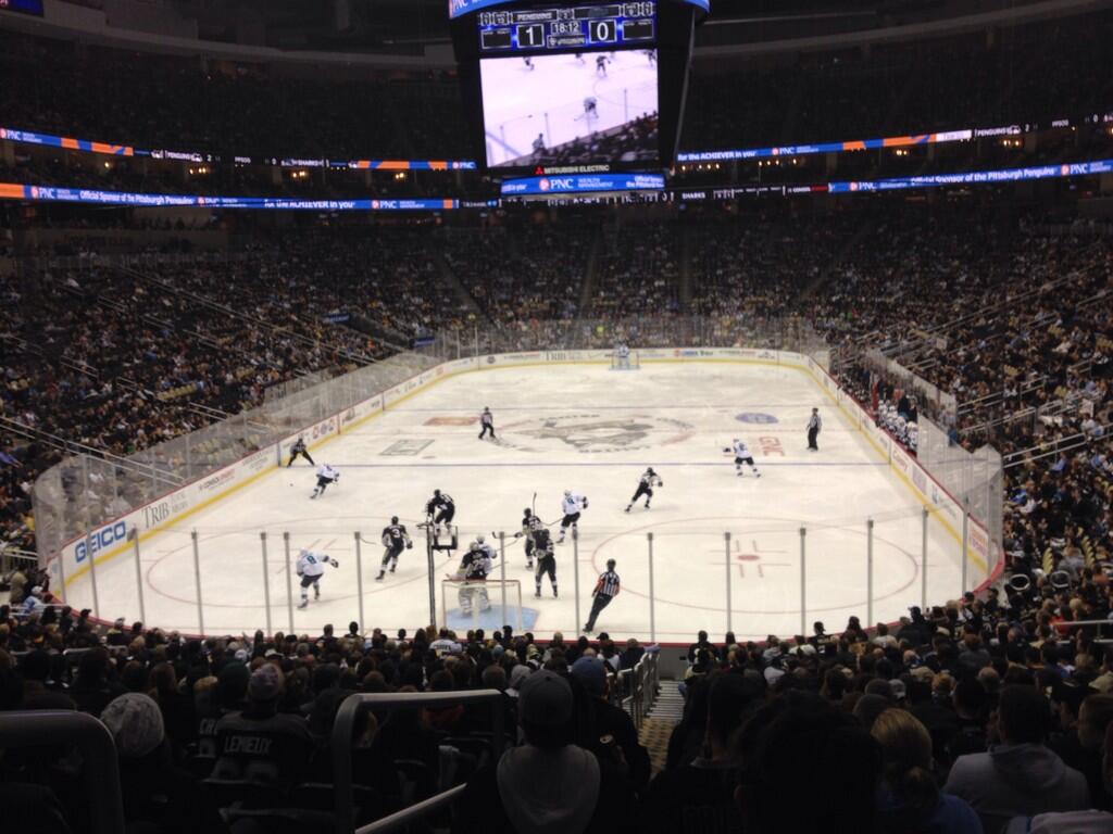 Seat view from section 106 at PPG Paints Arena, home of the Pittsburgh Penguins