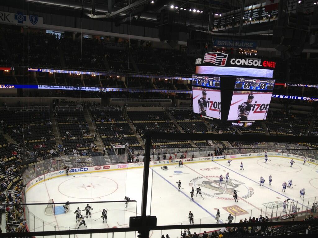 Second photo of the view from section 222 at PPG Paints Arena, home of the Pittsburgh Penguins