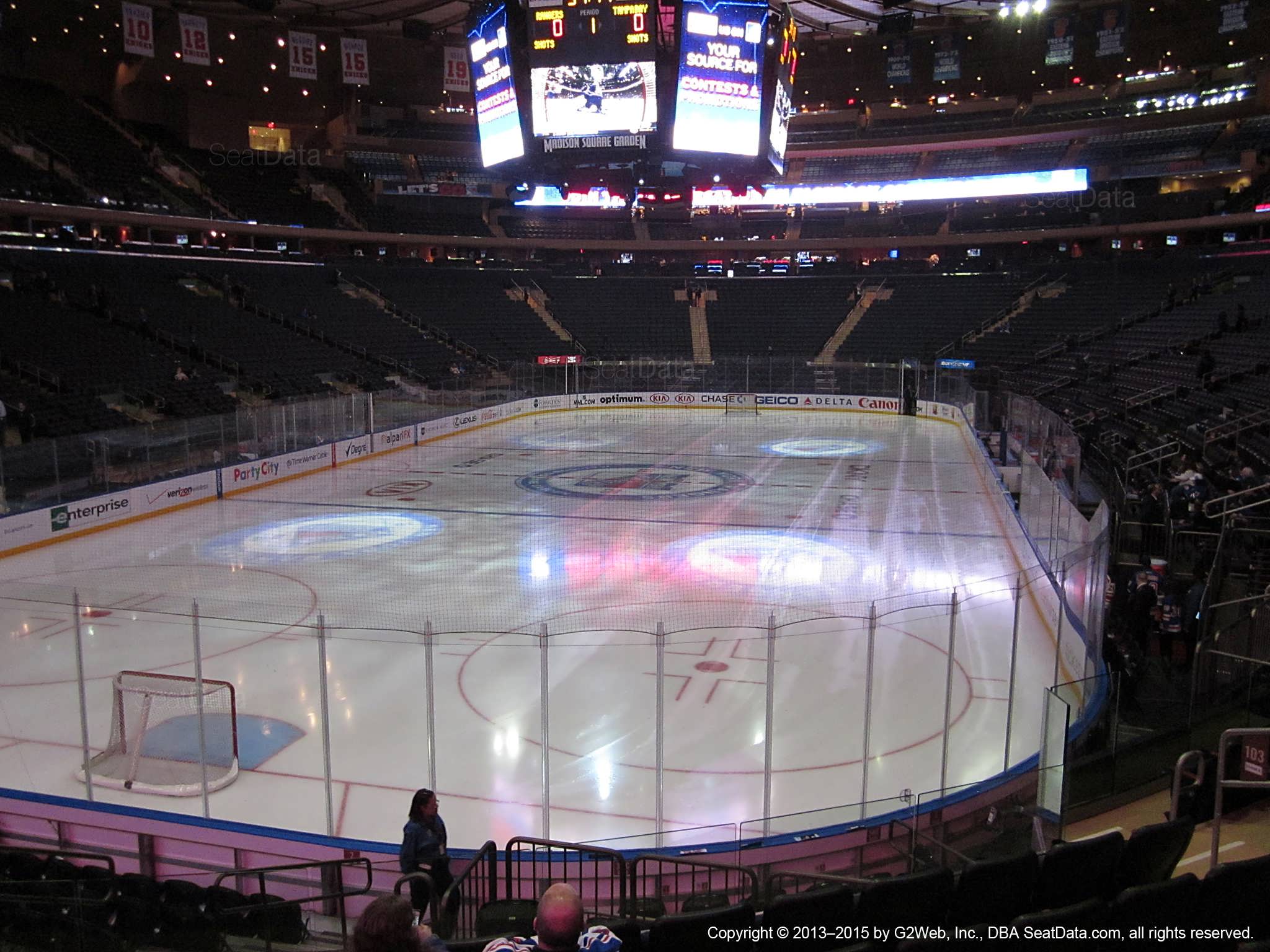 Seat view from section 103 at Madison Square Garden, home of the New York Rangers