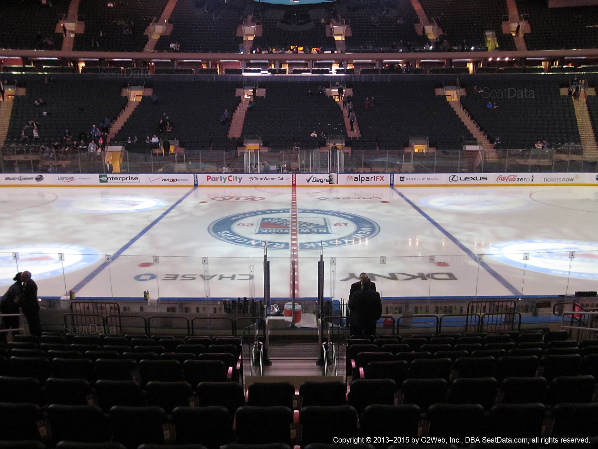 Seat view from section 107 at Madison Square Garden, home of the New York Rangers