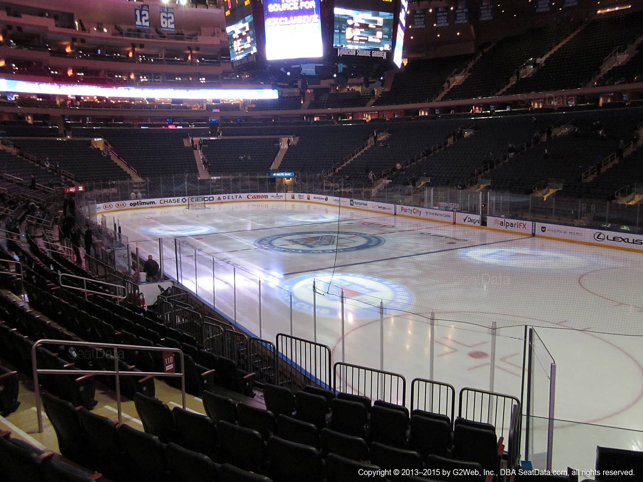 Seat view from section 110 at Madison Square Garden, home of the New York Rangers