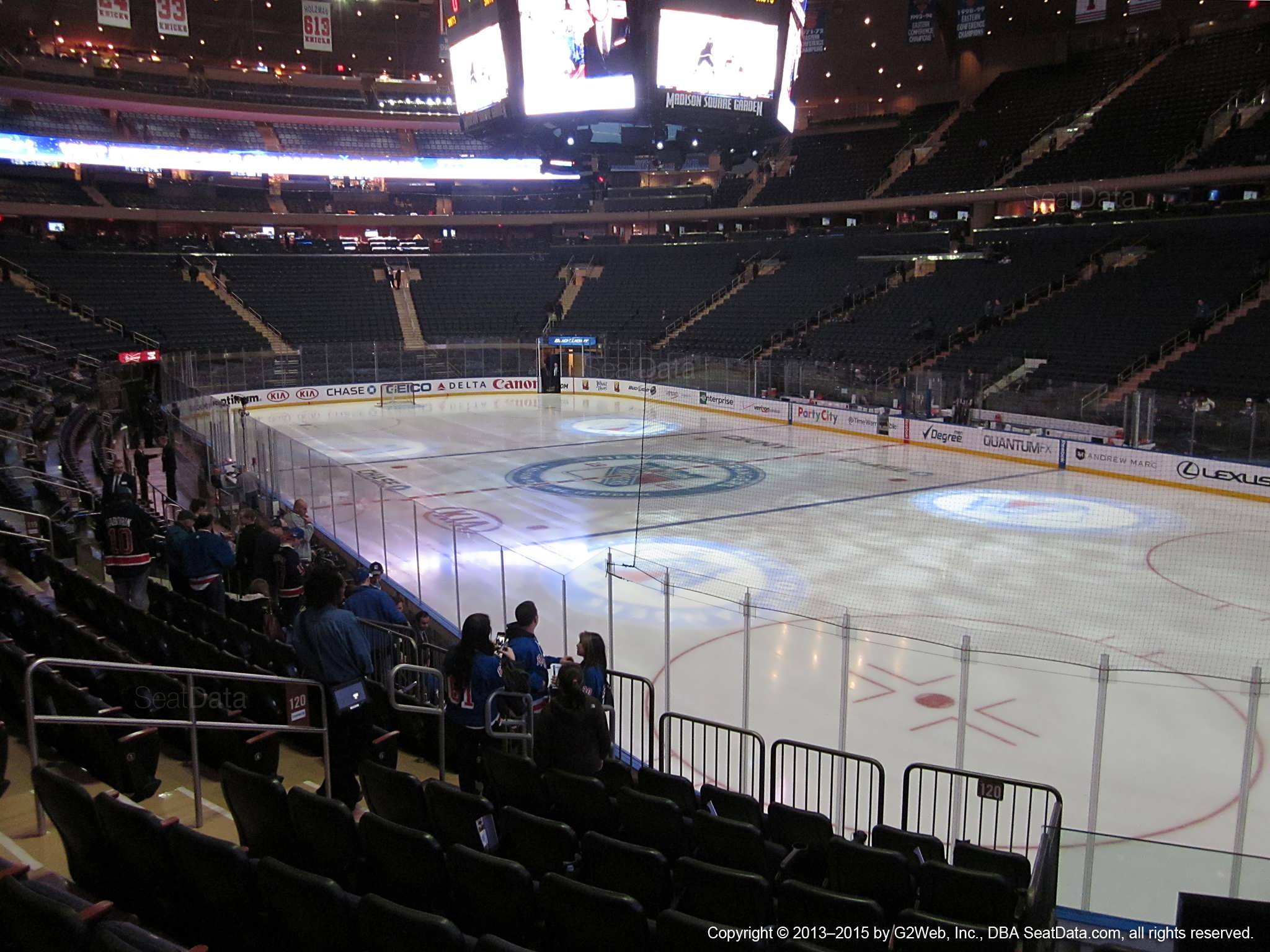 Seat view from section 120 at Madison Square Garden, home of the New York Rangers