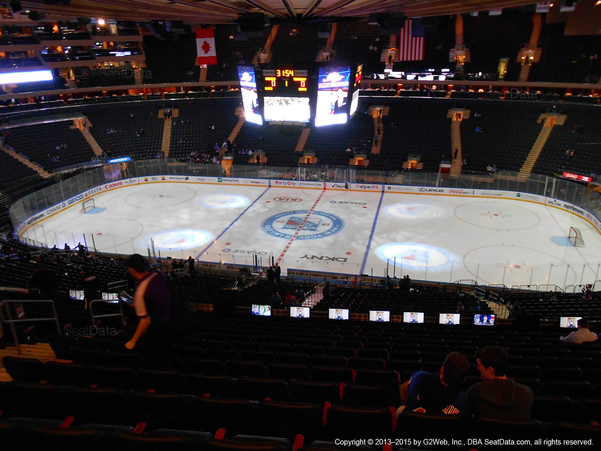 Seat view from section 212 at Madison Square Garden, home of the New York Rangers