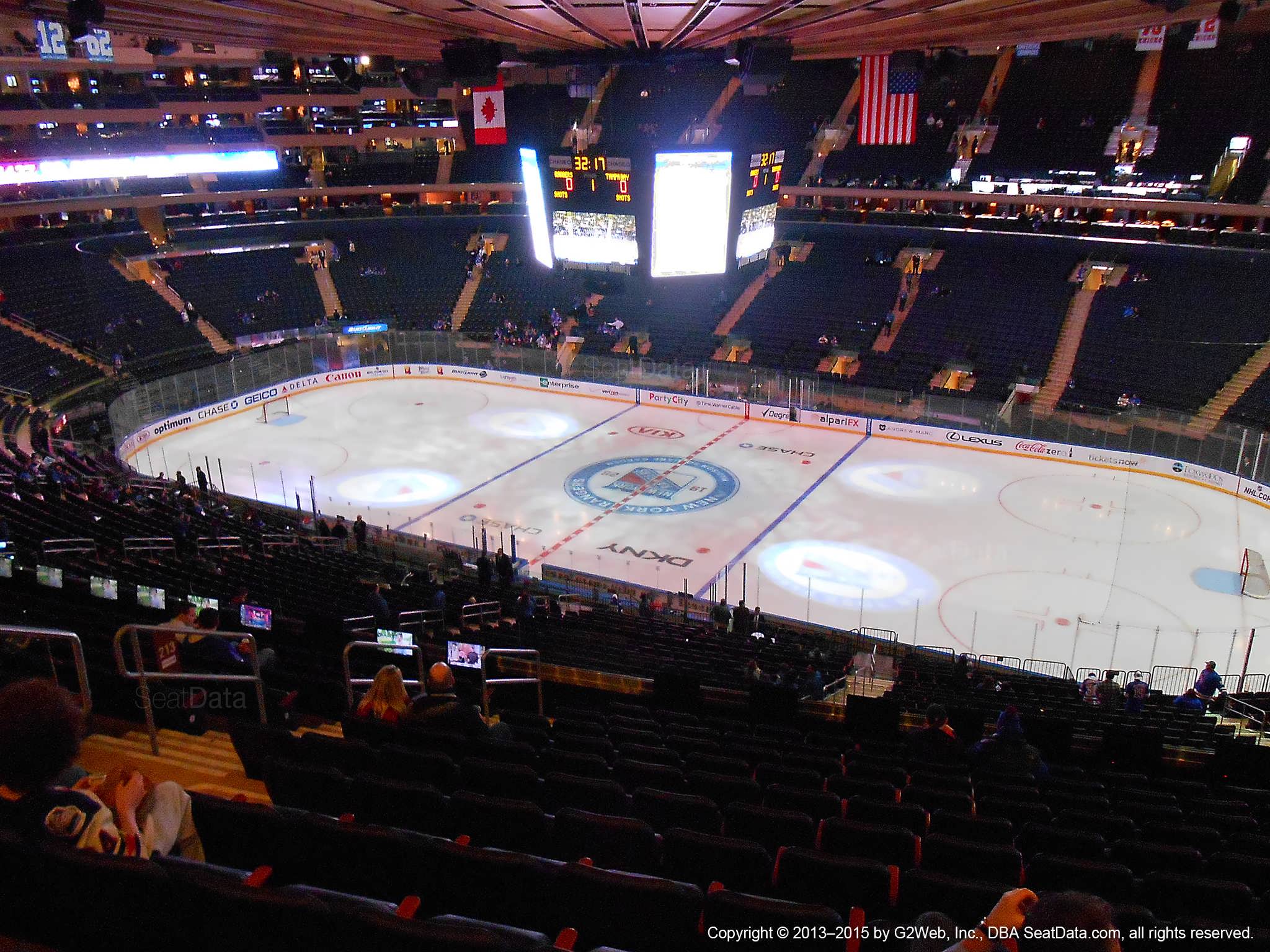 Seat view from section 213 at Madison Square Garden, home of the New York Rangers
