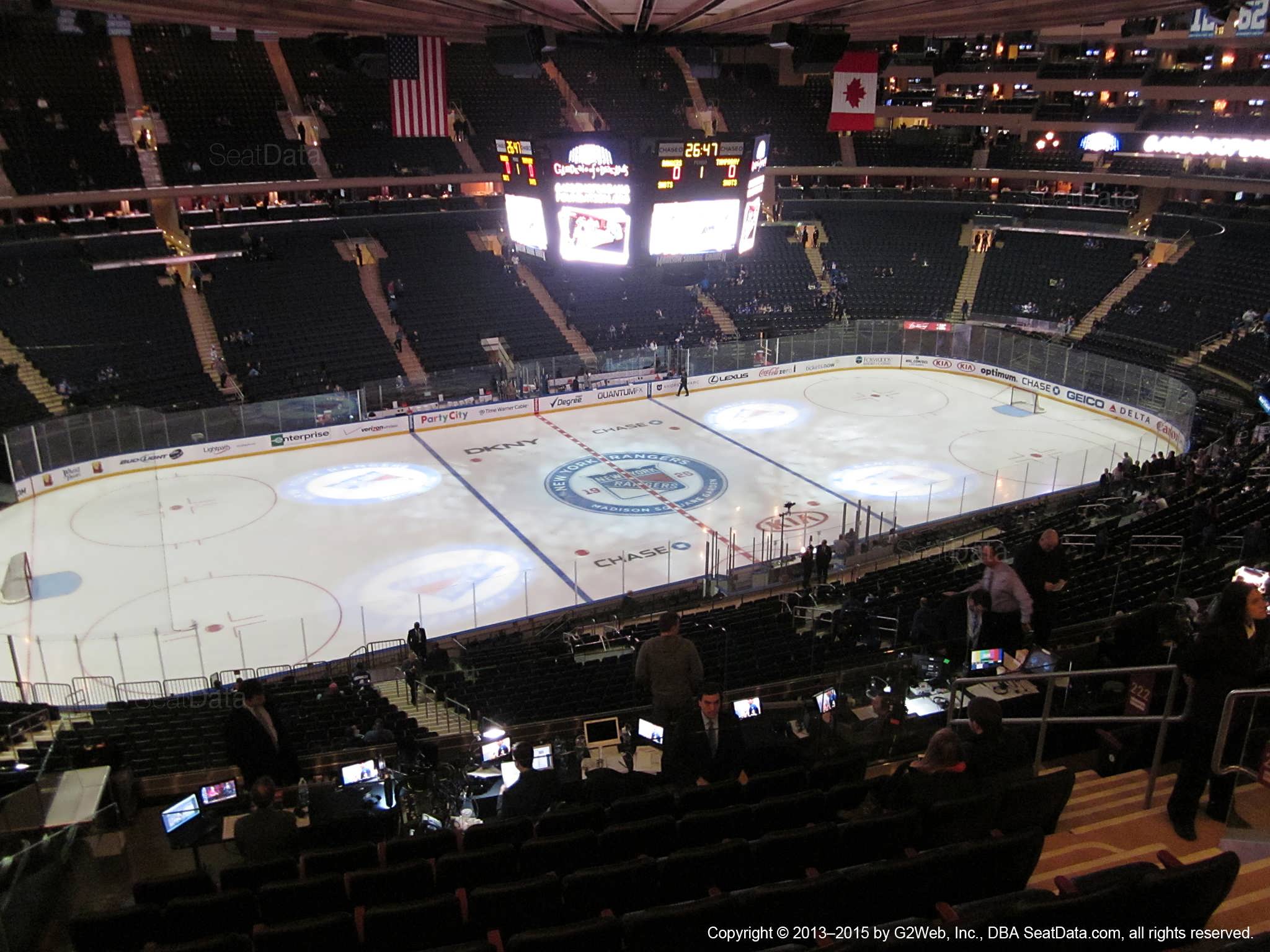 Seat view from section 222 at Madison Square Garden, home of the New York Rangers