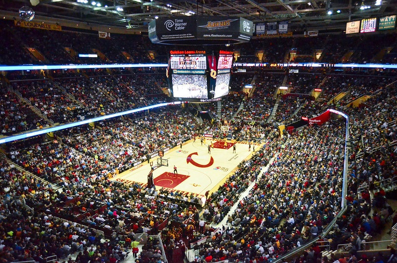 Photo taken from the Huntington Bank Club level of Rocket Mortgage FieldHouse during a Cleveland Cavaliers home game.