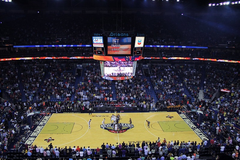 Photo taken from the upper level seats of the Smoothie King Center during a New Orleans Pelicans home game.