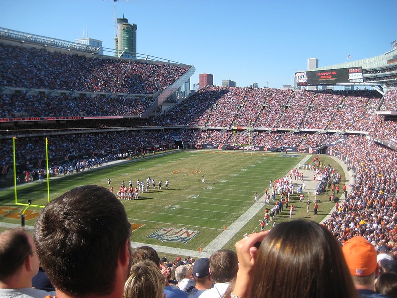 Photo taken from the 200 level seats at Soldier Field during a Chicago Bears home game.