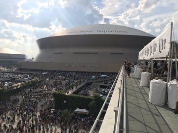 View from the Benson Tower rooftop above Champions Square before a New Orleans Saints home game.