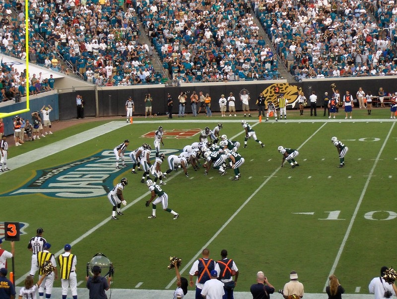 Photo taken from the lower level seats at TIAA Bank Field during a Jacksonville Jaguars home game.