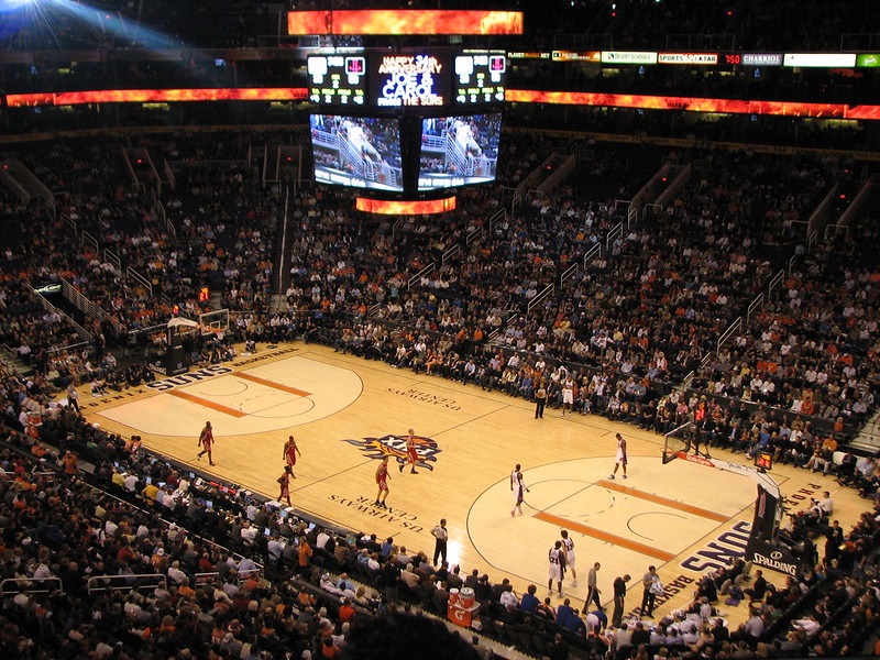 Photo taken from the upper level of Talking Stick Resort Arena during a Phoenix Suns home game.