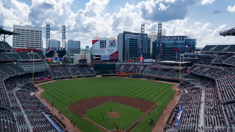 Photo taken from the grandstand level at Truist Park during an Atlanta Braves game.