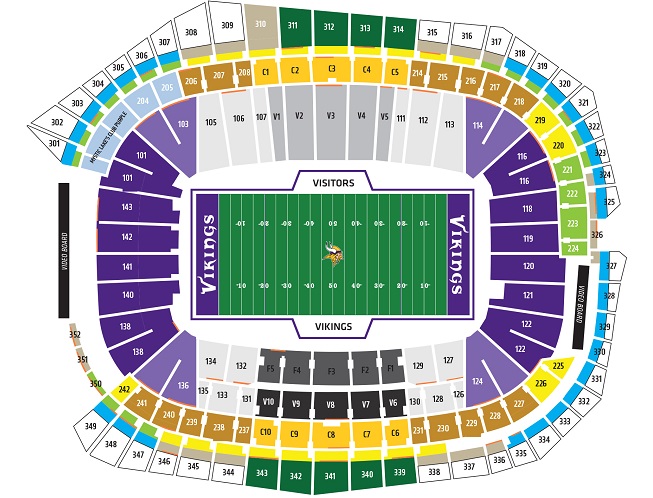 U.S. Bank Stadium Seating Chart, Minnesota Vikings
