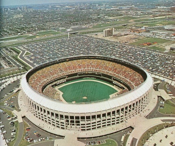 Aerial photo of Veterans Stadium in Philadelphia, Pennsylvania.