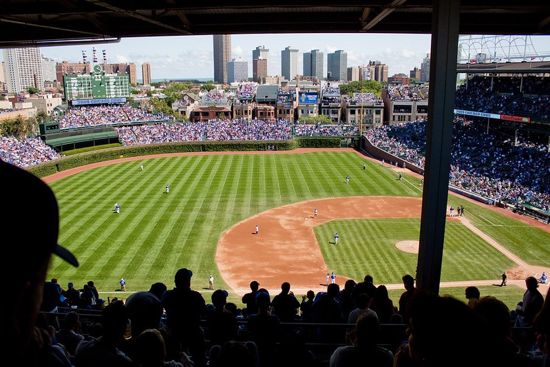 Photo of an obstructed view seat at Wrigley Field taken during a Chicago Cubs home game.