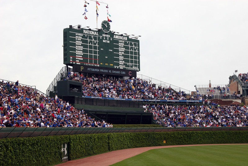 Photo of the Budweiser Bleachers at Wrigley Field. Home of the Chicago Cubs.
