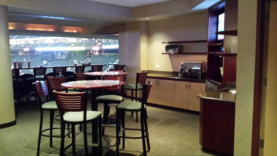 Interior photo of a suite at the Xcel Energy Center in Saint Paul, Minnesota. Home of the Minnesota Wild.