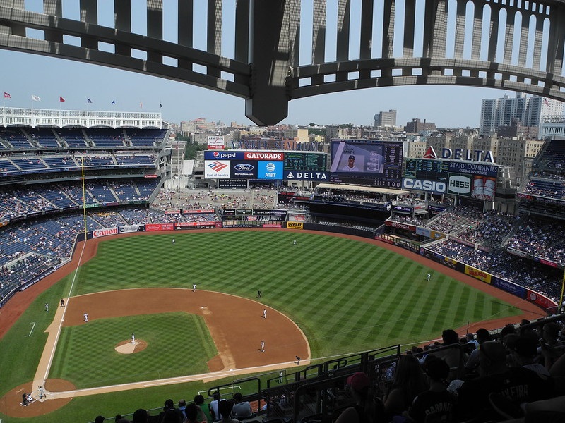 Photo taken from the grandstand level seats at Yankee Stadium during a New York Yankees home game.