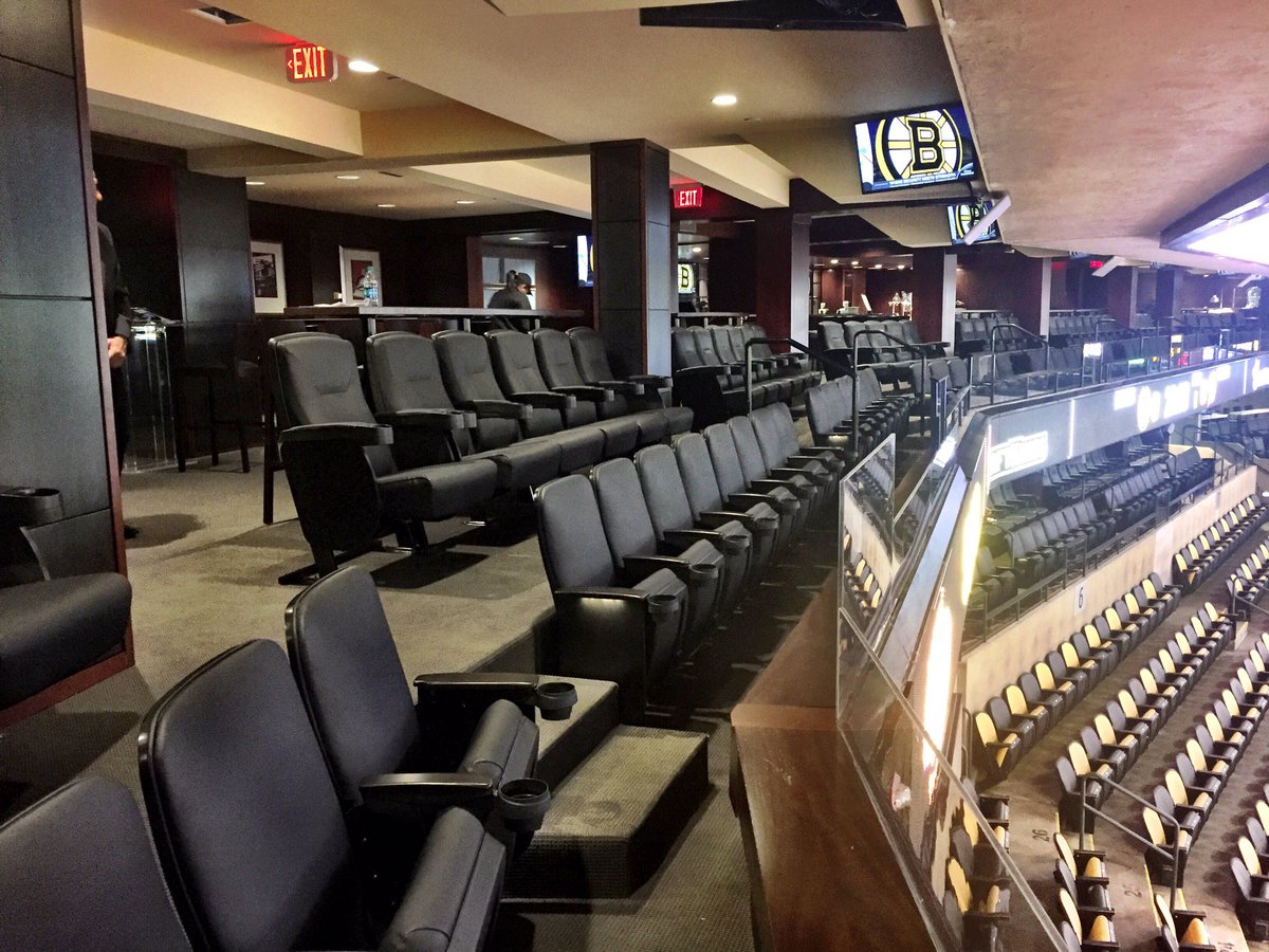 Photo of the seats in the Cross Insurance Boardroom at the TD Garden in Boston, Massachusetts.