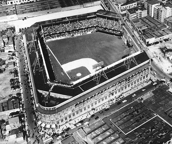 Aerial photo of Ebbets Field in Brooklyn, New York. 