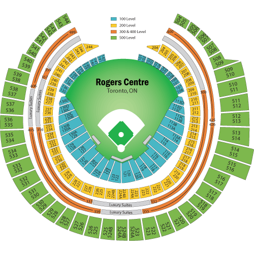 Rogers Centre Seating Chart, Toronto Blue Jays.