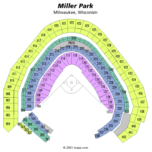 Miller Park Seating Chart, home of the Milwaukee Brewers.