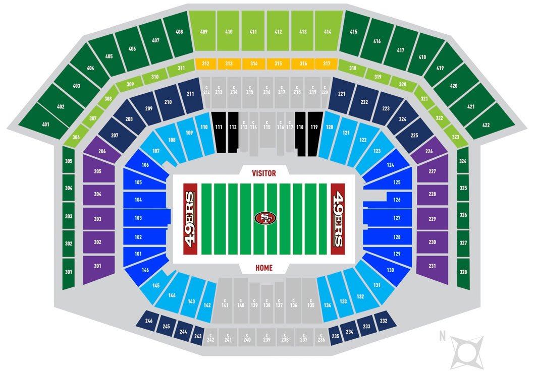 Levi's Stadium Seating Chart, San Francisco 49ers.