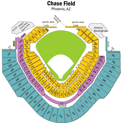 Chase Field Seating Chart, Arizona Diamondbacks.