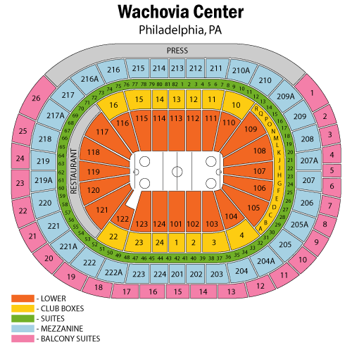 Wells Fargo Center Seating Chart, Philadelphia Flyers.