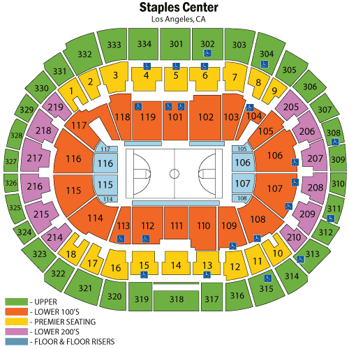 Staples Center Seating Chart, Los Angeles Lakers.