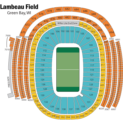 Lambeau Field Seating Chart, Green Bay Packers.