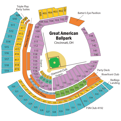 Great American Ballpark Seating Chart, Cincinnati Reds.