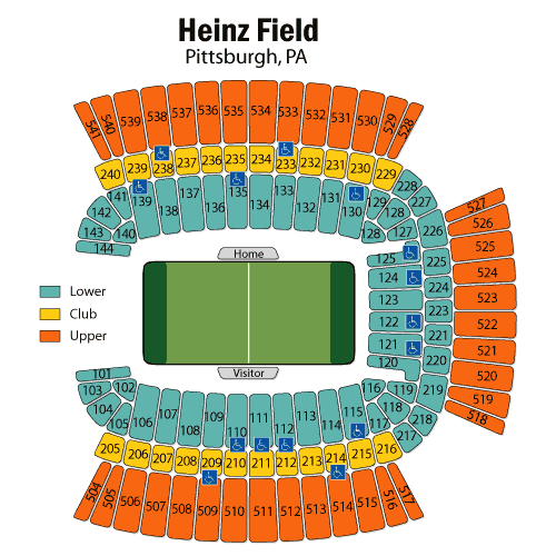 Heinz Field Seating Chart, Pittsburgh Steelers.