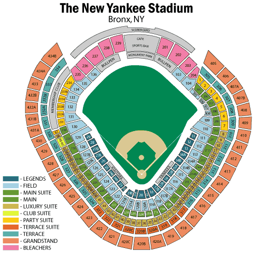 Yankee Stadium Seating Chart, New York Yankees.