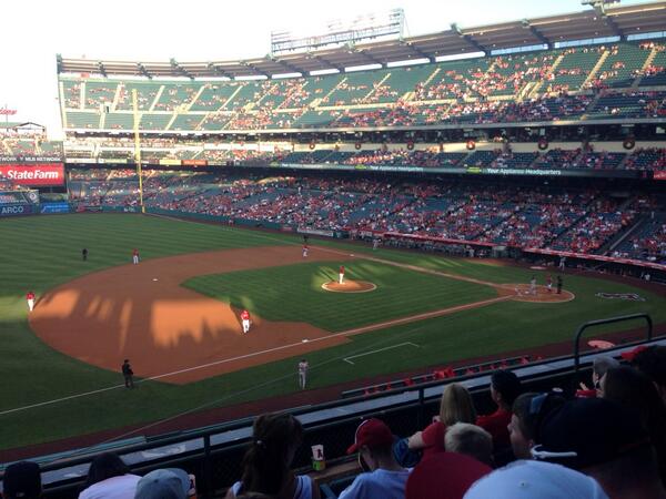 Seat view from section 313 at Angel Stadium of Anaheim, home of the Los Angeles Angels of Anaheim