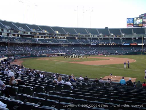 Seat view from section 107 at Oakland Coliseum, home of the Oakland Athletics