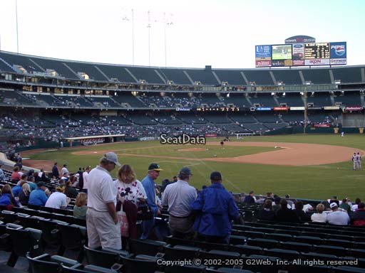 Seat view from section 109 at Oakland Coliseum, home of the Oakland Athletics