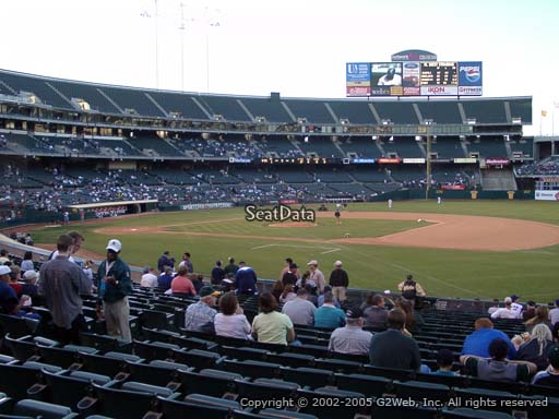 Seat view from section 110 at Oakland Coliseum, home of the Oakland Athletics