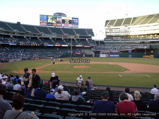 Seat view from section 113 at Oakland Coliseum, home of the Oakland Athletics