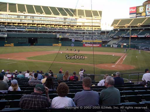 Seat view from section 119 at Oakland Coliseum, home of the Oakland Athletics