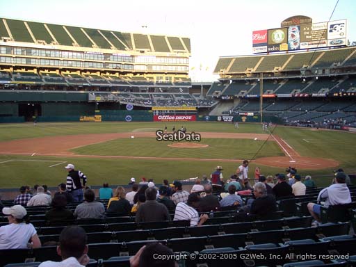 Seat view from section 120 at Oakland Coliseum, home of the Oakland Athletics