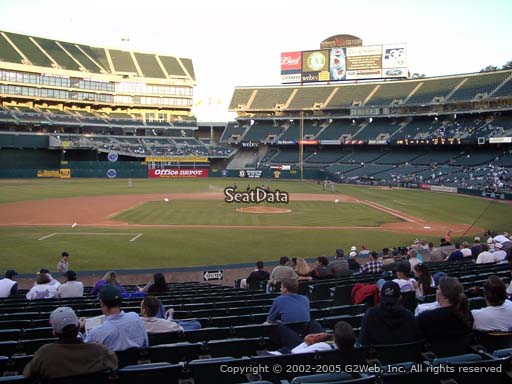 Seat view from section 121 at Oakland Coliseum, home of the Oakland Athletics