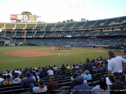 Seat view from section 125 at Oakland Coliseum, home of the Oakland Athletics